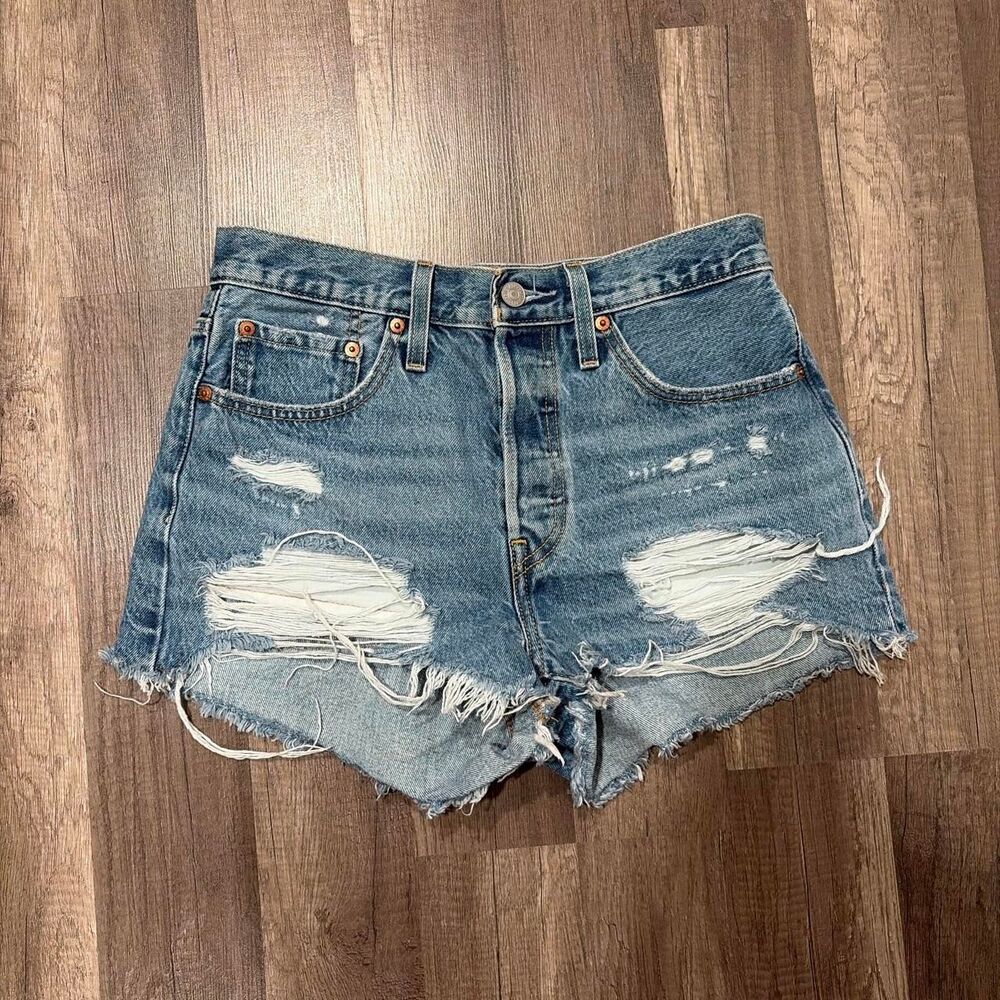 Distressed Levis Denim Shorts